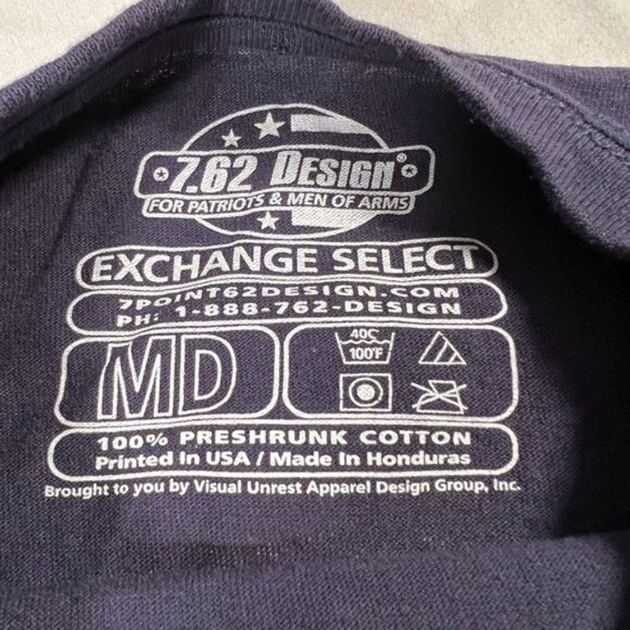 US Navy Anchor T-Shirt 7.62 Design Blue Men's Size M logo on back short sleeve - Picture 4 of 7